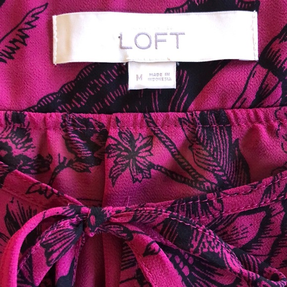 LOFT Blouse Deep Pink & Black Medium - Picture 5 of 6